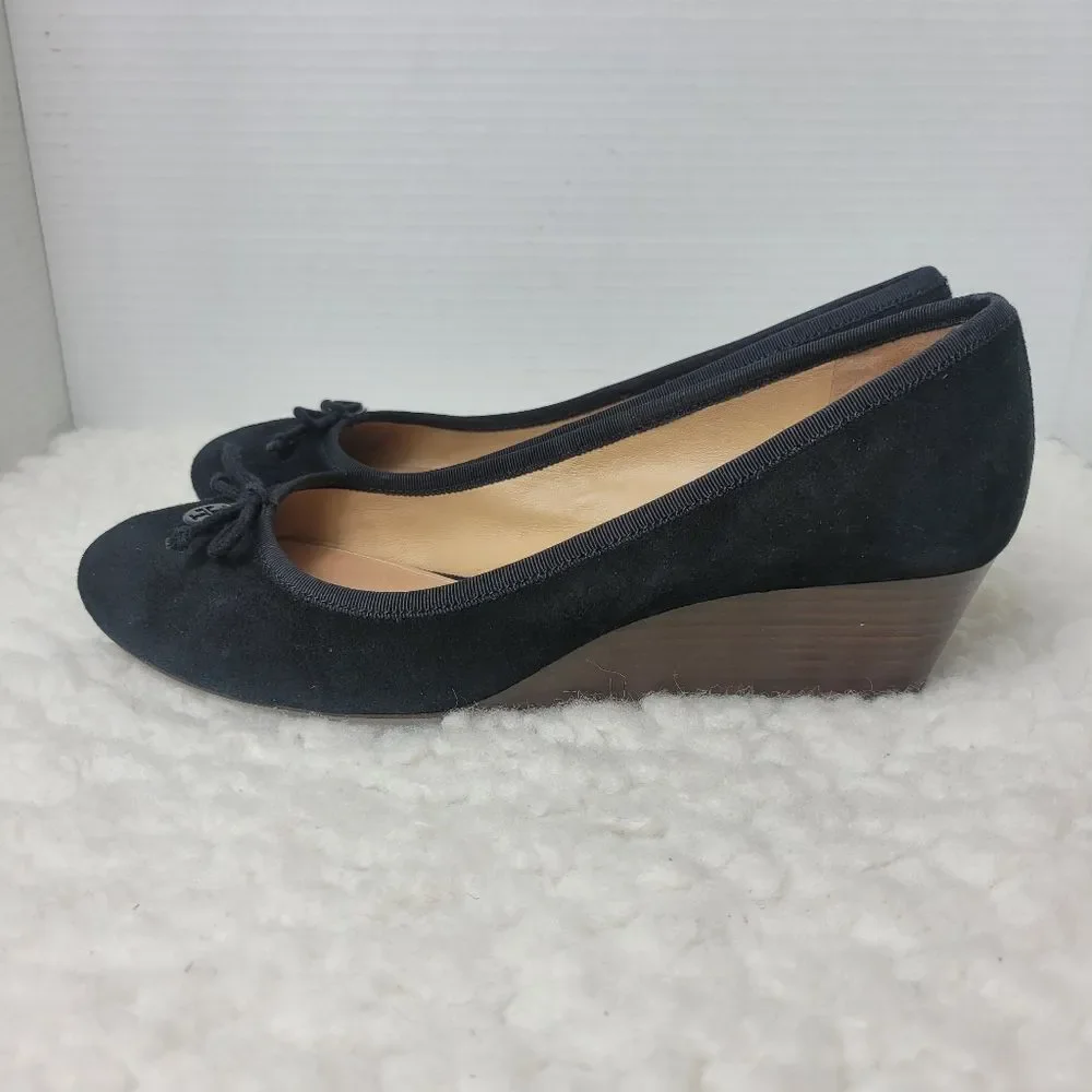 Tory Burch Black Suede Wedge Ballet Flats